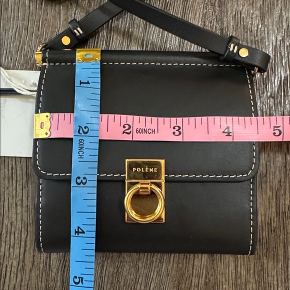 Polene Numéro Sept Crossbody Wallet BANDOULIERE NOIR LISSE - Picture 12 of 12